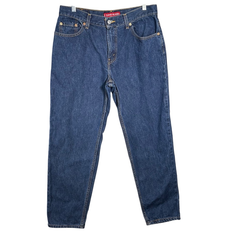 VNTG Levi’s 550 Classic Relaxed Women’s 12 Dark Wash Like New High Rise Straight - Picture 3 of 12